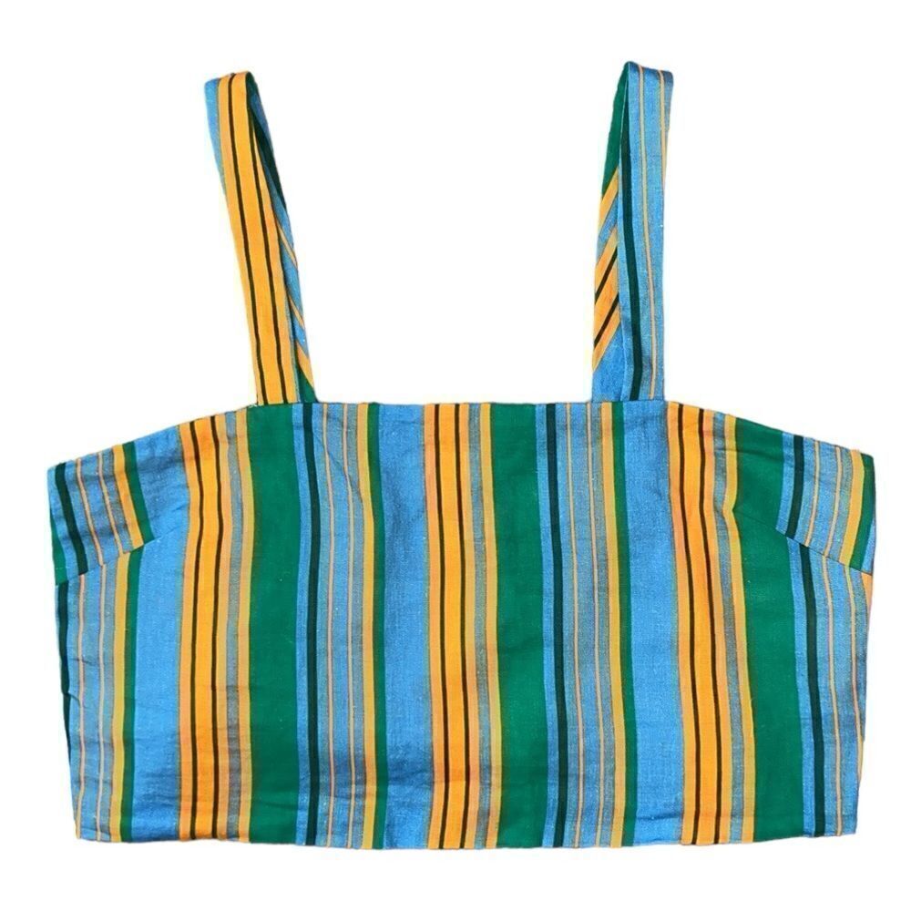 New Staud Linen Rigina Top in Ibiza Stripe Size 10 - Picture 8 of 12